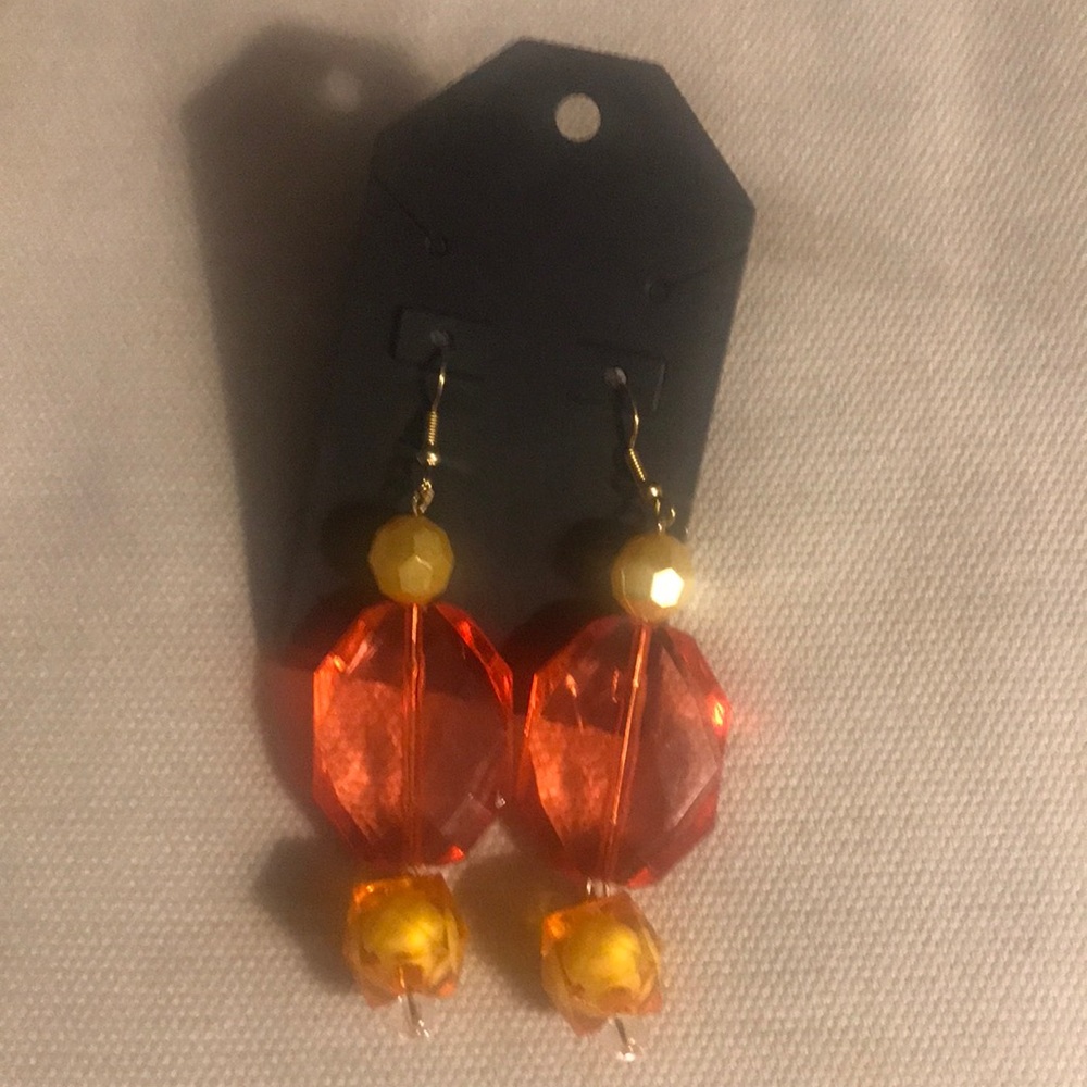 love, Savvy Gold and Orange Acrylic Stone Earrings